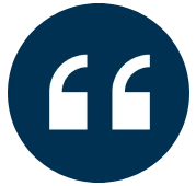 Quotation marks inside a blue circle.