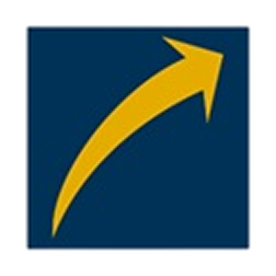 Yellow upward arrow on dark blue background.